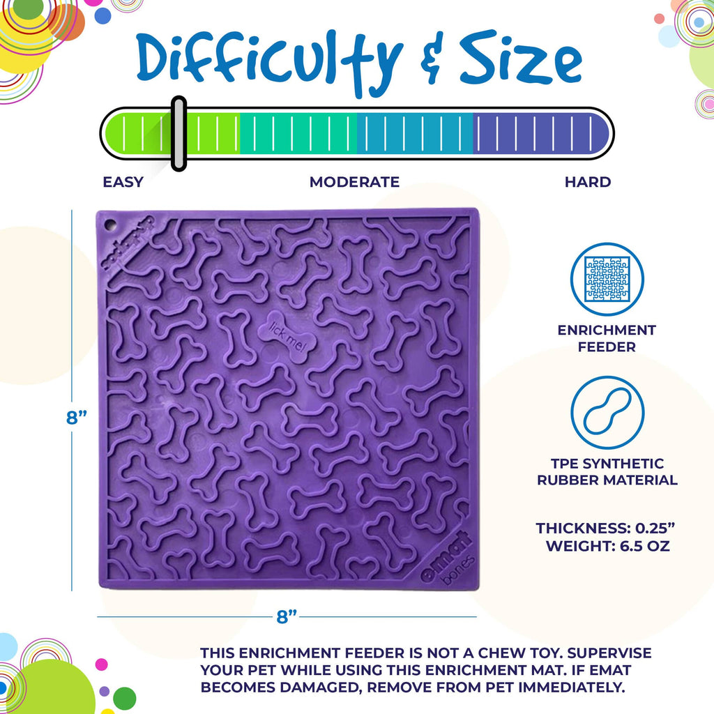 Bones eMat - Enrichment Lick Mat for Dogs and Cats | eMat Enrichment Toy for Anxiety Relief | SodaPup